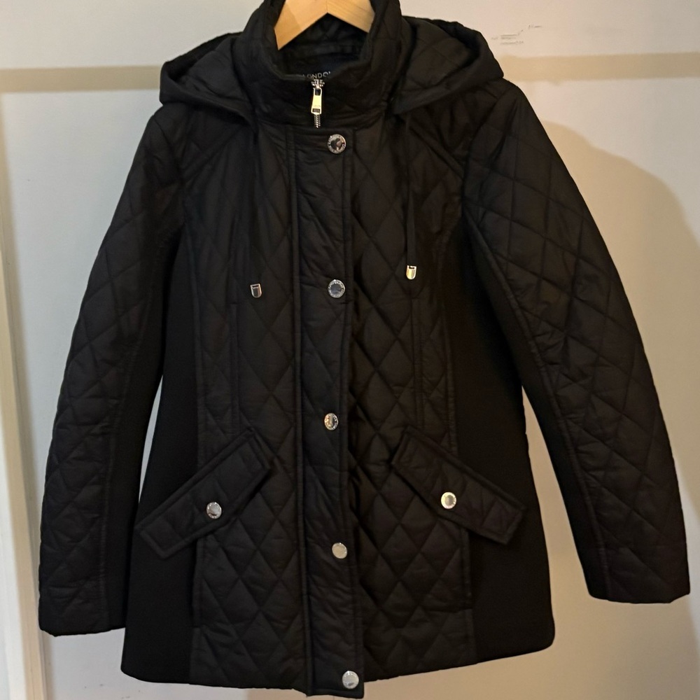 London Fog Black Quilted Puffer Coat